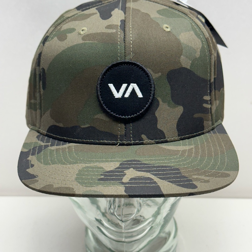 RVCA CAMO ADULT MENS SNAPBACK HAT Woodland Green Black Logo